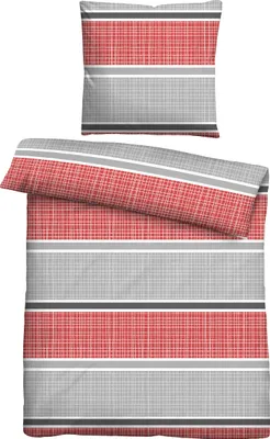 Produktbild von Traumhaft schlafen - Castell - Markenbettwäsche Thermo-Fleece Bettwäsche 0360444 QUERBALKEN color: rubin, size: 1x 155x220 cm + 1x 80x80 cm