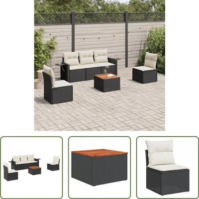 Produktbild von The Living Store 6-tlg. Garten-Sofagarnitur mit Kissen Schwarz Poly Rattan
