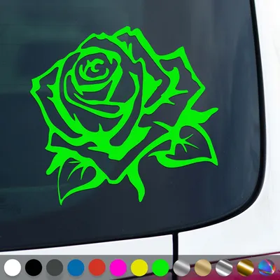 Produktbild von PantherPixel Rose Aufkleber Blumen Kletterrosen Pfingstrosen Sticker Auto Geschenkidee Farbe Neon-Grün