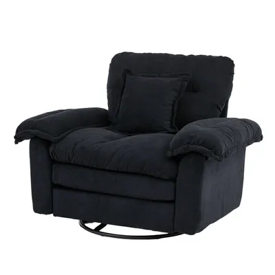 Produktbild von LVHOM Drehsessel 360° Drehbar Chenille Relaxsessel mit Kissen Polstersessel Einzelsessel für Wohnzimmer & Schlafzimmer, Schwarz