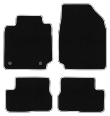 Obrázok produktu pre Velúrové autokoberce pre: Nissan Micra K12 2002-2010 (hatchback) – sada 4 ks, čierno-strieborné, na mieru – Wielganizator CARLUX