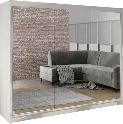 Produktbild von MIRJAN24 Schiebetürenschrank Derby III, Kleiderschrank, Stilvoll Schlafzimmer Garderobenschrank (Farbe: Weiß)