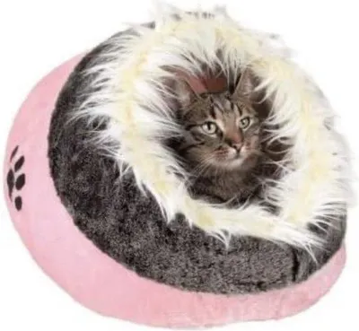 Immagine prodotto di Cuccia per gatti rosa/grigia con cuscino 35x26x41 cm