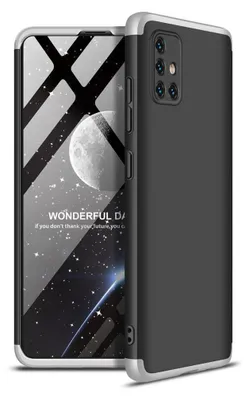 Produktbild von Hülle für Samsung Galaxy A51 360 Grad Schutz mit Displayglas Bumper Cover Galaxy A51 Farbe: Schwarz, Silber