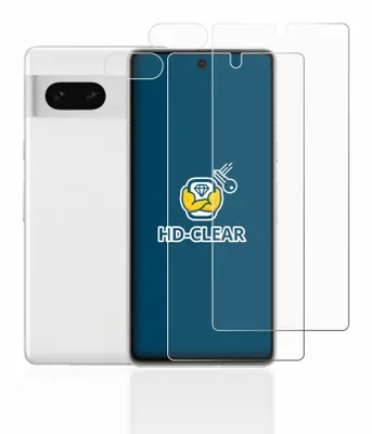 A white smartphone with a screen protector laid over it.