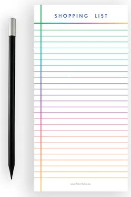 Produktbild von Friendly Fox magnetischer Notizblock, 1x Magnetblock Kühlschrank mit 50 Einkaufszettel magnetisch & Bleistift, to-do listen Block DIN lang, Regenbogen