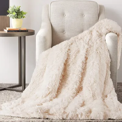 Produktbild von Kuscheldecke Longhair Fell Optik 160 x 200 Sofa Decke Microfaser Kunstfell TV-Decke Tages Klimaanlage Decke