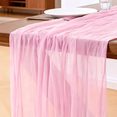 Zdjęcie produktu dla Obrus 300 x 90 cm, jasnoróżowy, siatka, do dekoracja