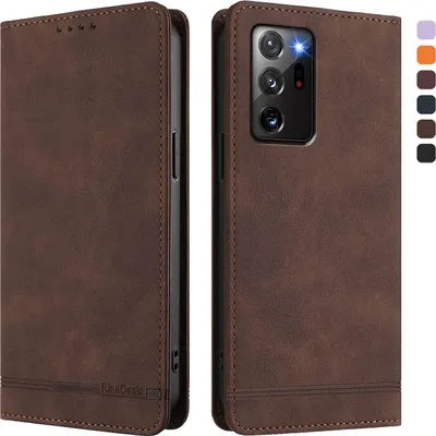 Obrázek produktu pro Pouzdro pro Samsung Galaxy Note 20 Ultra, retroPolyuretankožené flip pouzdro s stojánkem a přihrádkami na karty Hnědý