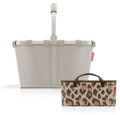 Produktbild von reisenthel Einkaufskorb Tasche Korb carrybag herringbone sand BK6049 + Organizer leo macchiato
