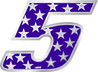 Immagine prodotto di Adesivo numero di gara moto "5" Stelle 100 x 130 mm