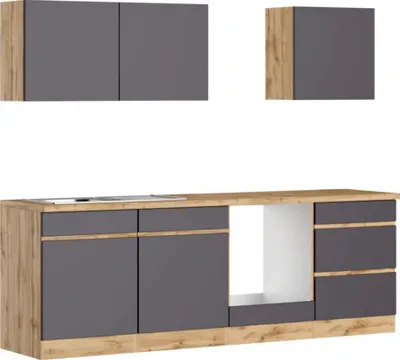 Produktbild von Held Möbel Küchenzeile ohne Geräte PISA 240 cm grau matt zerlegt Variante reversibel 1100.6311