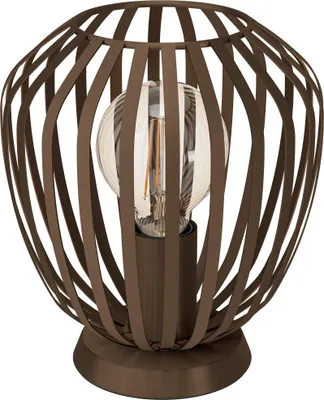 Produktbild von EGLO Tischlampe Espinal, Nachttischlampe mit Draht Lampenschirm, Tischleuchte aus Metall in Bronze, E27 Fassung, 22,5 cm