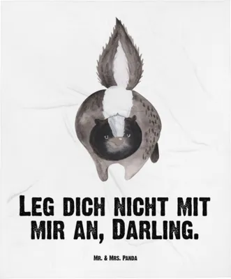 Produktbild von Mr. & Mrs. Panda Babydecke Stinktier Angriff - Weiß - Geschenk, Drohung, wütend, Plaid, Raubtier, Skunk, Wildtier, Schlummerdecke, Fleecedecke, Erstlingsdecke