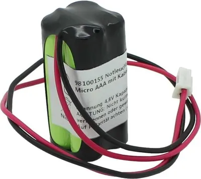 Produktbild von Notleuchtenakku NiMH 4,8V 600mAh F2x2 Micro AAA mit Kabel und Stecker