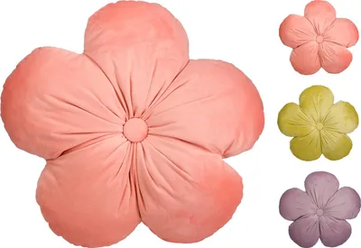 Produktbild von Dekokissen mit Blumenmuster, Ø40cm, aus Polyester in den Farben Rosa, Grün und Lila