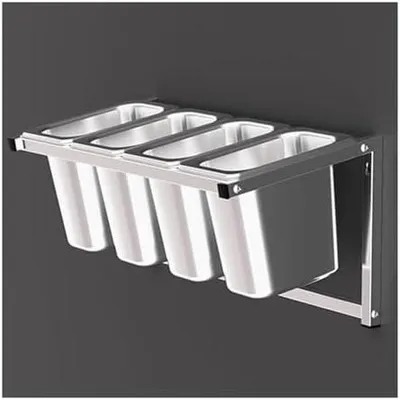 Imagen del producto de Conjunto de estanterías para especias, organizador de acero inoxidable para montaje en pared, ideal para cocina y restaurante, estante para almacenamiento de especias