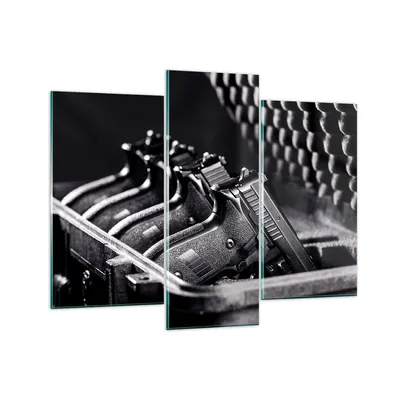 Produktbild von Bilder auf glas - Waffe Waffe Kugel - 130x100cm - Glasbilder - Wandbilder - Kunstdruck - zum Aufhängen bereit - Wanddekoration aus Glas - Glas Bilder - Wandbild auf Glas - 3 Teile - GCB130x100-4004