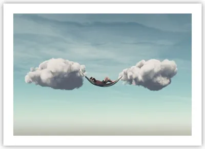 Produktbild von Poster - Poster ohne Rahmen - Wolken Hängematte Ruhe - 70x50 cm - Wand Bild - Wanddeko - Wandbilder - Kunstposter - Wandposter - Bilder - Kunstdruck - Wanddekoration - Wandbild - P2XAA70x50-4373