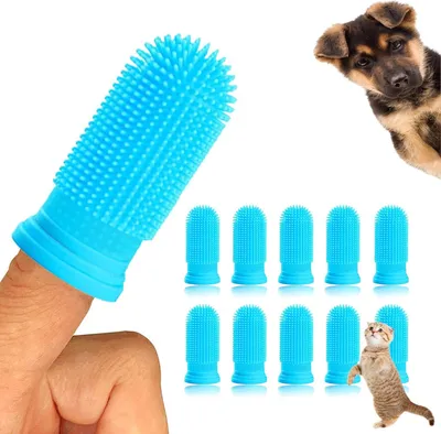 Produktbild von 20 Stück Zahnbürste Hund, 360º Hundezahnbürste Finger Zahnbürste Katze, Silikon Haustiere Zähne Reinigung Zahnbürste Kit für Hunde, Welpen, Katzen & Kleine Haustiere Zahnpflege