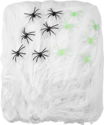 Produktbild von Riesen-Spinnennetz mit Spinnen Halloween-Deko weiss 150qm 500g - Einheitsgröße