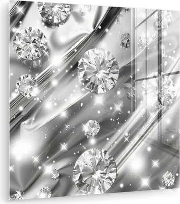 Produktbild von MuchoWow Glasbilder - Bilder auf Wandbild - Foto auf Glas Abstrakt - Diamant - Luxus - Modern - Silber 50x50 cm Wanddekoration aus Glas - Acrylglasbild - Acrylbilder - Wandbild auf Glas