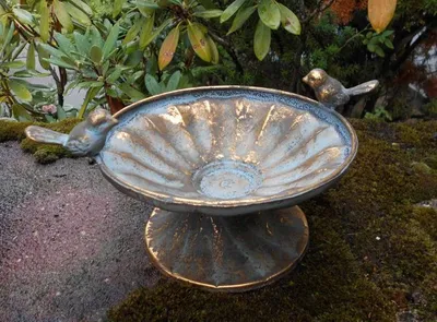 Produktbild von Prunkvolle,edle Vogeltränke Wasserstelle Schale gold-grün-antik 26 cm