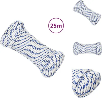 Produktbild von vidaXL Bootsseil Weiß 4 mm 25 m Polypropylen -  Seile