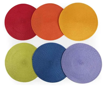 Obrázek produktu pro Sada 6 podtácích podložek, kulaté, z polypropylenu, průměr 36 cm, vícebarevné, odolné proti skvrnám
