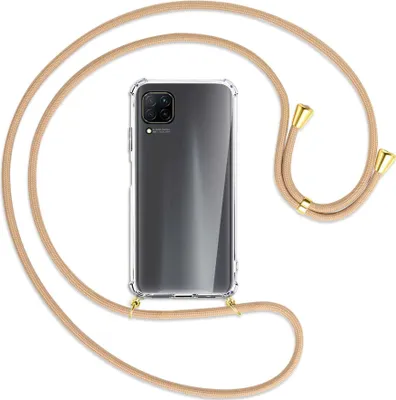 Produktbild von Handykette Backcover-Schutzhülle mit Band (Metall goldfarben) für Huawei P40 lite - beige