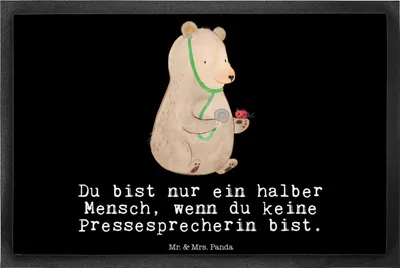 Produktbild von Mr. & Mrs. Panda Schmutzfangmatte Pressesprecherin Herz 40 x 60 cm - Schwarz - Geschenk, Gummimatte, fußmatte, Schmutzmatte, Fussmatte, Türmatte
