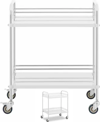Zdjęcie produktu dla Wózek laboratoryjny Expondo Steinberg Systems – stal nierdzewna – 2 półki o wymiarach 63 x 40 x 12,5 cm – 20 kg