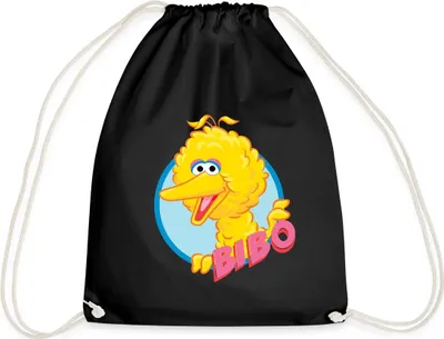 Produktbild von Spreadshirt Sesamstraße Bibo Portrait Turnbeutel, One size, Schwarz