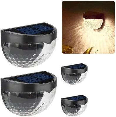 Immagine prodotto di Lampade da esterno a energia solare, 6 applique a LED impermeabili per l'illuminazione di terrazze, set da 4 pezzi (nero e bianco caldo)