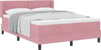 Produktbild von Boxspringbett mit Kopfteil Rosa 190 x 140 cm Samt