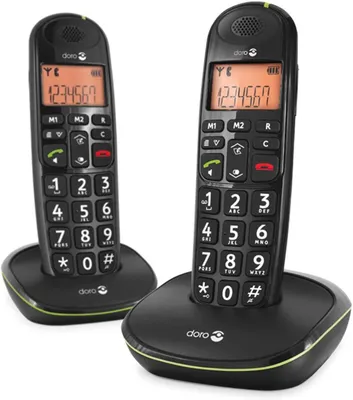 Produktbild von Doro Phone EASY 100W DUO Strahlungsarmes Schnurlostelefon, Rufnummernanzeige, 10h Sprechzeit, 4 Tage Standby, Freisprechfunktion, DECT