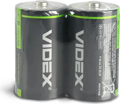Produktbild von VIDEX LR20/D Alkaline-Batterie, 2 Stück, Schrumpfschlauch