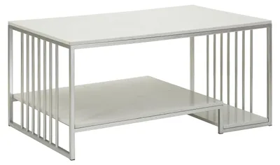 Immagine prodotto di Tavolo da Caffè Kayseri con Doppio Piano Effetto Marmo e Struttura Silver - Eleganza Versatile - 1428890000