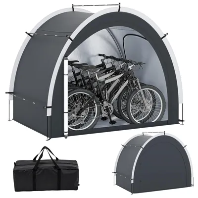 Produktbild von COSTWAY Fahrradgarage für 4-5 Fahrräder, Fahrradzelt wetterfest, Fahrradschuppen mit 2 Rolltüren, Fenster & Tasche, Zeltgarage tragbar 218x153x182cm
