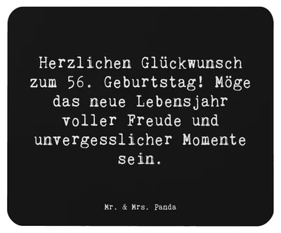 Produktbild von Mr. & Mrs. Panda Mauspad Spruch 56. Geburtstag Freude - Schwarz - Geschenk, mausteppich, Happy Birthday, pc, Mouse Pad, Zeit für Erinnerungen, Lebensjahr, Mousepad