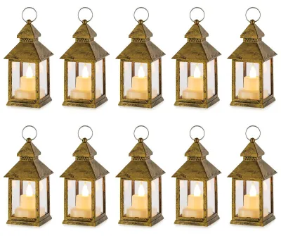 Productafbeelding van Kaarslantaarns Halloween Decoraties - 10 Stuks Goud Flikkerende Led Waxinelichtjes