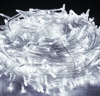 Zdjęcie produktu dla Jopassy 10m 100 lampek LED wodoodporne oświetlenie świąteczne kurtyna świetlna, zimna biel