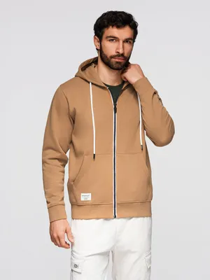 Productafbeelding van OMBRE Hoodie met rits, basic model, artikelnummer OM-SSBZ-0272, kleur: koffie, maat: XXL