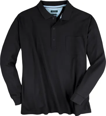 Produktbild von Redfield Langarm-Poloshirt schwarz Übergröße Harry