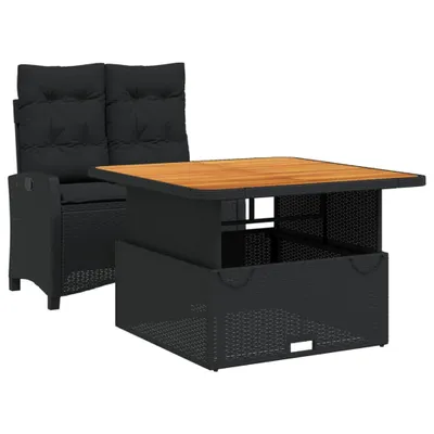 Produktbild von vidaXL 2-tlg. Garten-Essgruppe mit Kissen Schwarz Poly Rattan