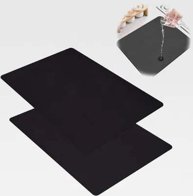 Produktbild von Abtropfmatte Schwarz – Absorbierende und saugfähige Abtropfmatte für Kaffeemaschine, Spüle, Bad, und Küche, Ideal als Geschirr Abtropfmatte klein & praktisch