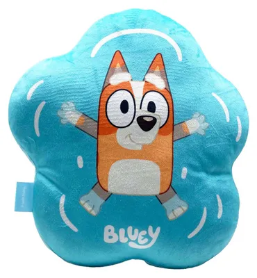 Produktbild von Blaues Blumenförmiges Kissen mit beidseitigem Bluey und Bingo Motiv, 33 cm
