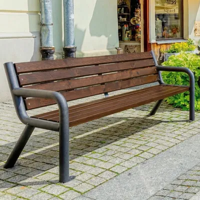 Produktbild von REKORD Viking BIS Palisander Gartenbank 186 cm 3-4 Sitzer Robuste Parkbank aus verzinktem Metall und Holz mit Rückenlehne wetterfeste