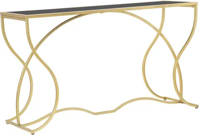 Zdjęcie produktu dla Konsola Console Sunshine 130 x 40 x 75 cm Metal Lustro Złoto Czarne