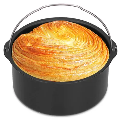 Image de Moule à gâteau de 18 cm (7 pouces) antiadhésif, pour friteuse à air, forme ronde, en acier au carbone